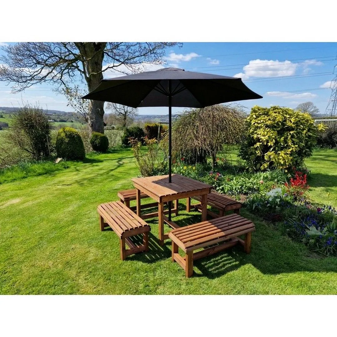 Churnet Valley Garden Furniture Ltd Contemporary 8 Seater Table & Bench Set - Timber - Fully Assembled in Brown 6
