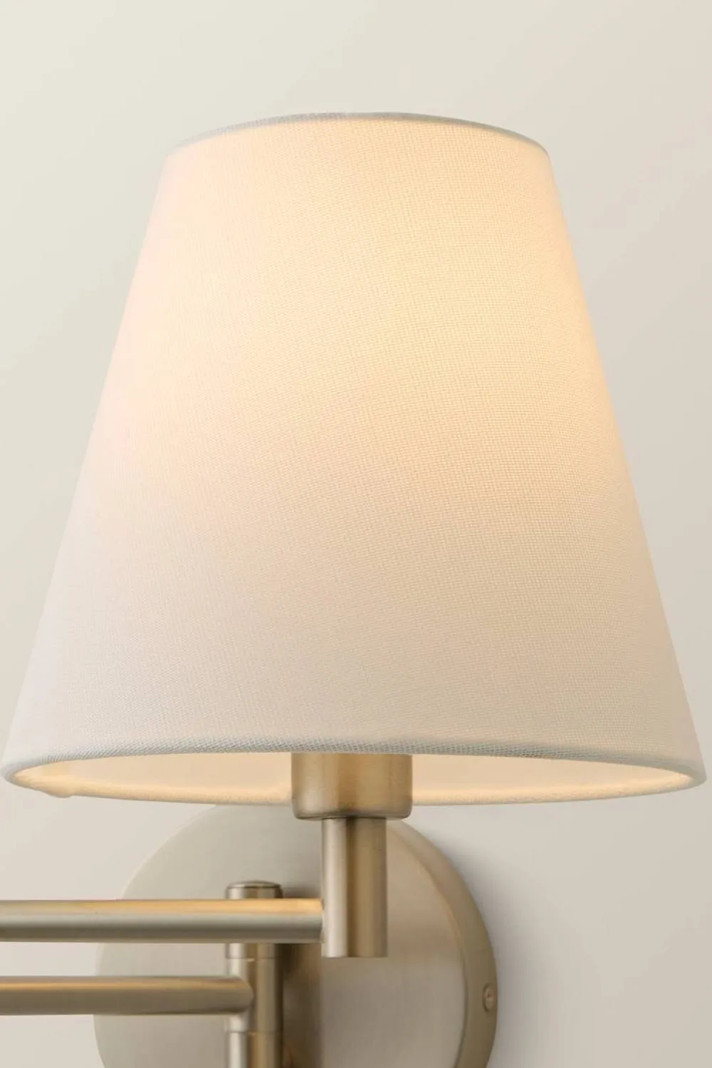 ValueLights Sonia Adjustable Swing Arm Wall Light with Tapered Linen Lamp Shade in Silver 4