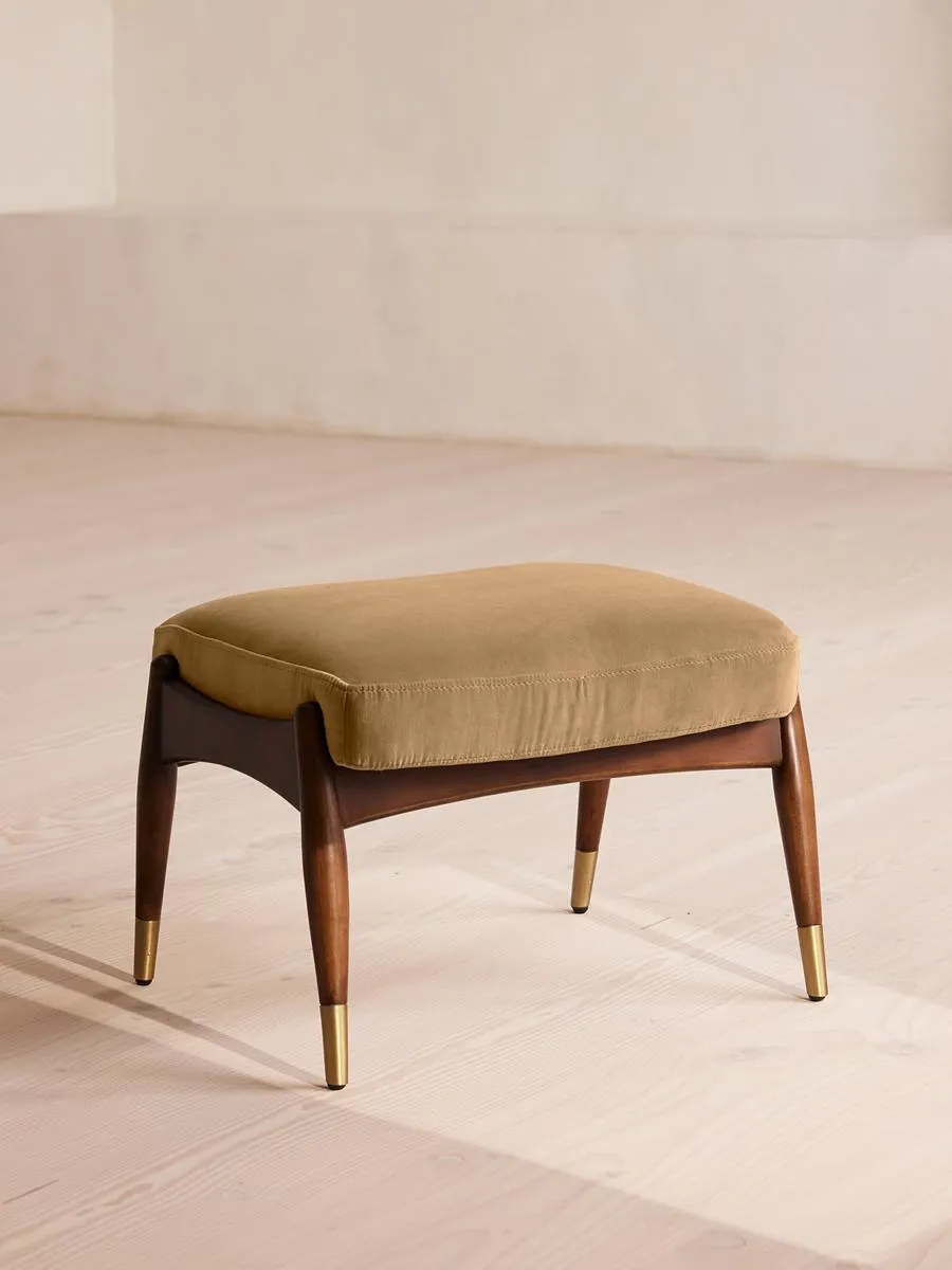 Theodore Footstool, Velvet, Camel