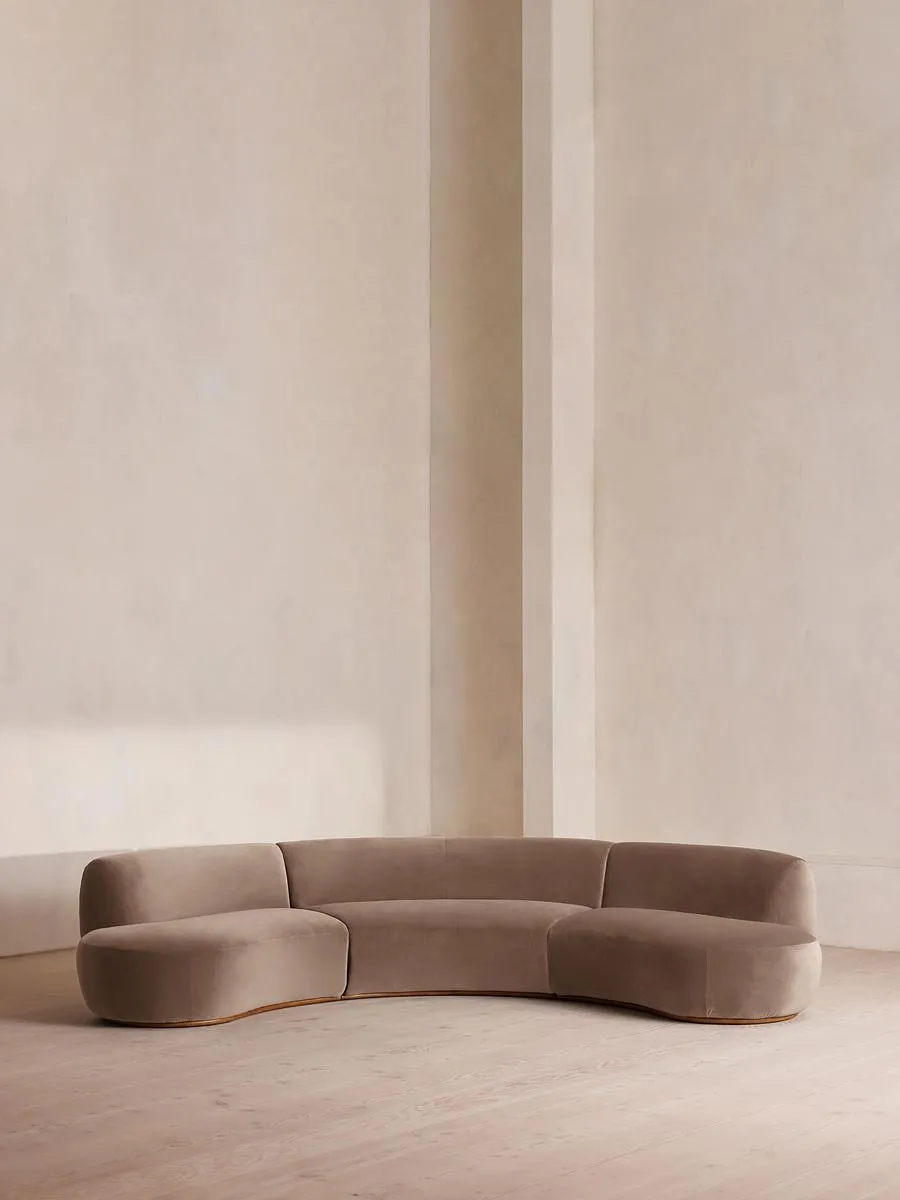 Aline Serpentine Modular Sofa, Four Seater, Taupe Velvet