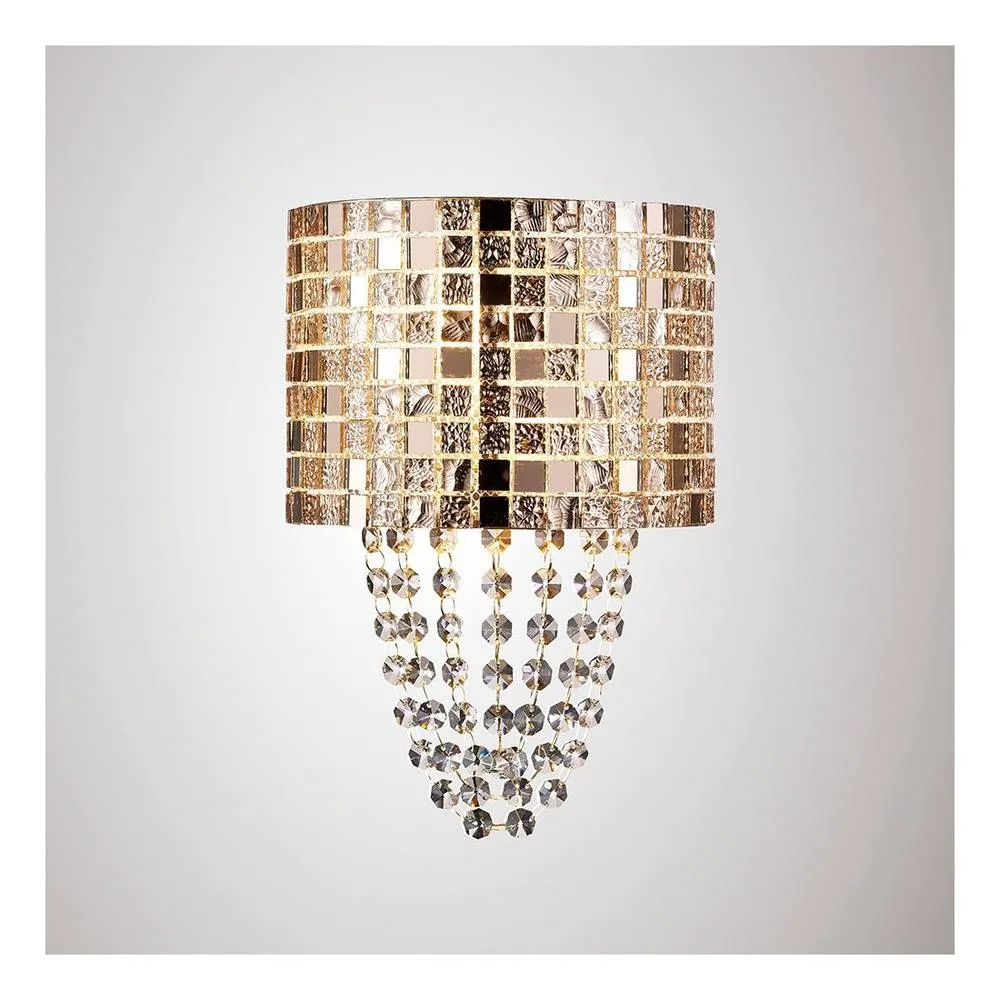 Netlighting Camden Wall Lamp 2 Light G9 Rose Gold Mosaic Glass Crystal 2