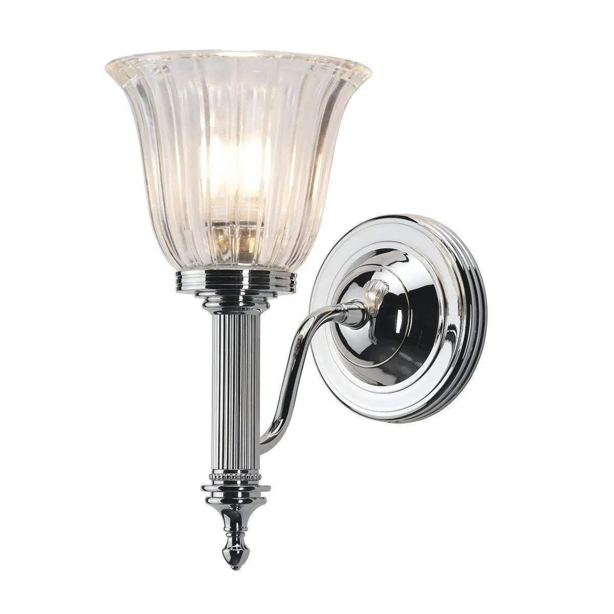 Netlighting Carroll 1 Light Bathroom Wall Light Polished Chrome IP44 G9 in Grey