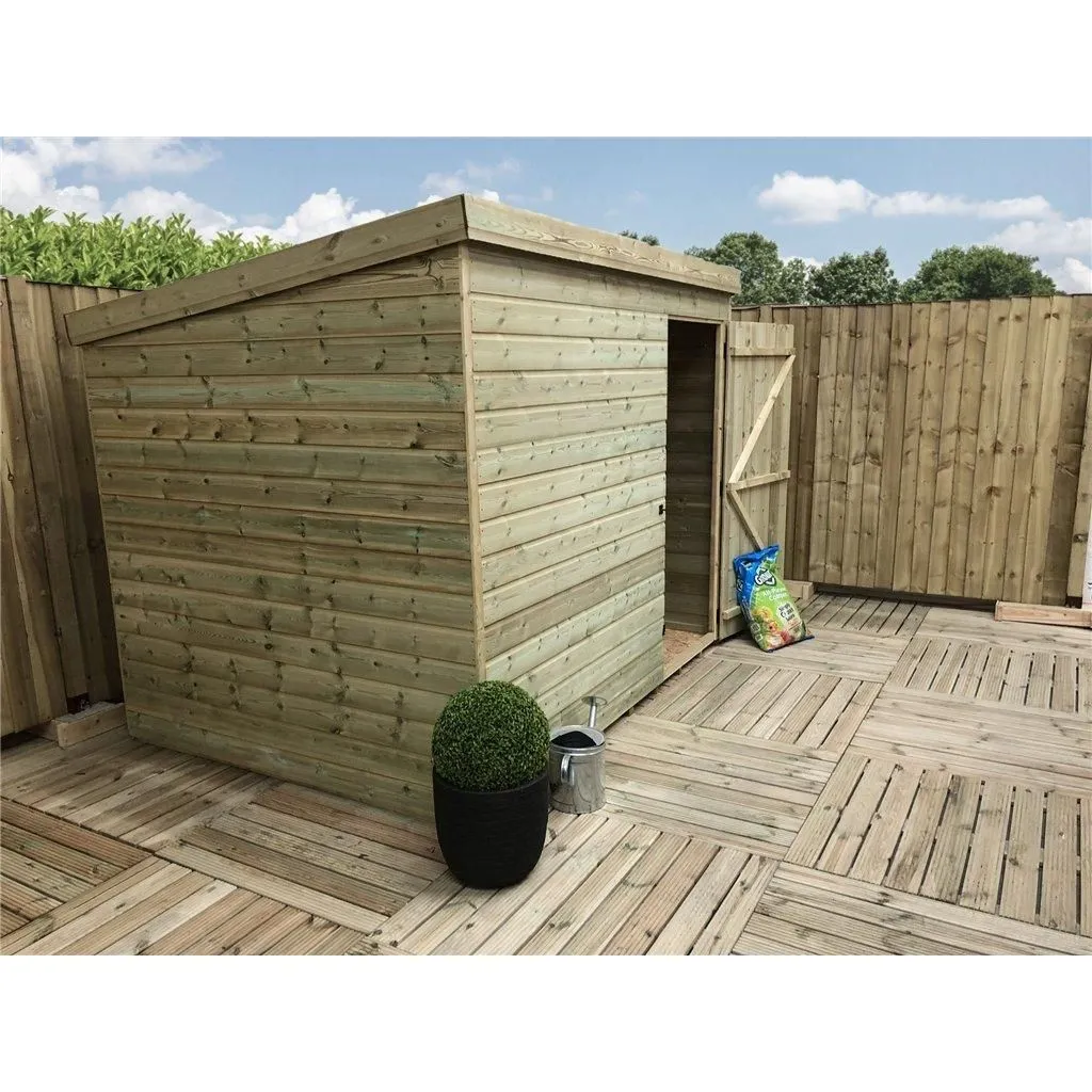 Marlborough 8 x 7 Pressure Treated Pent Garden Shed with Single Door in Natural 3