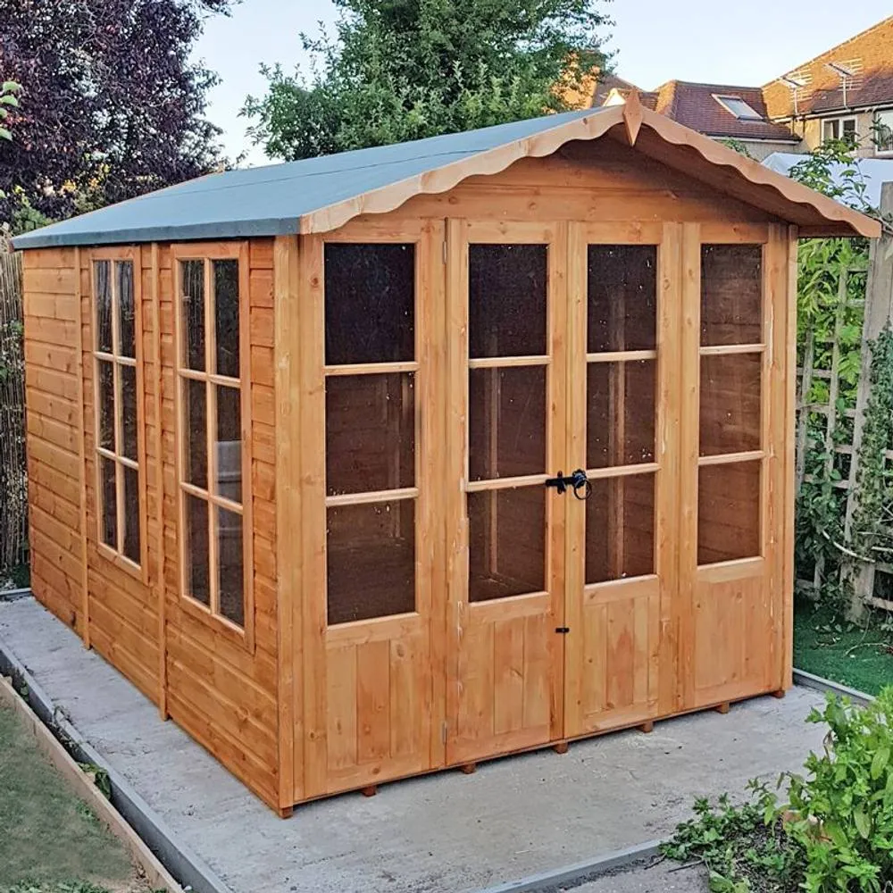 Shires Westminster 13x7 ft Double Door with Opening Windows Summerhouse in Light Brown 2