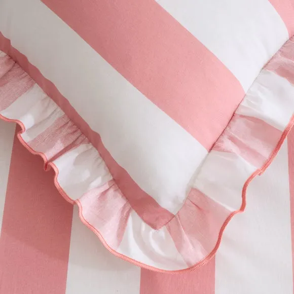 Emmy Frilled Stripe 100% Cotton Duvet Cover and Pillowcase Set 4