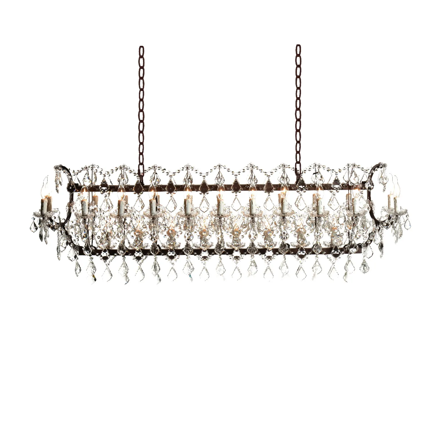 Timothy Oulton Crystal Rectangular Large Chandelier, Brown | Barker & Stonehouse