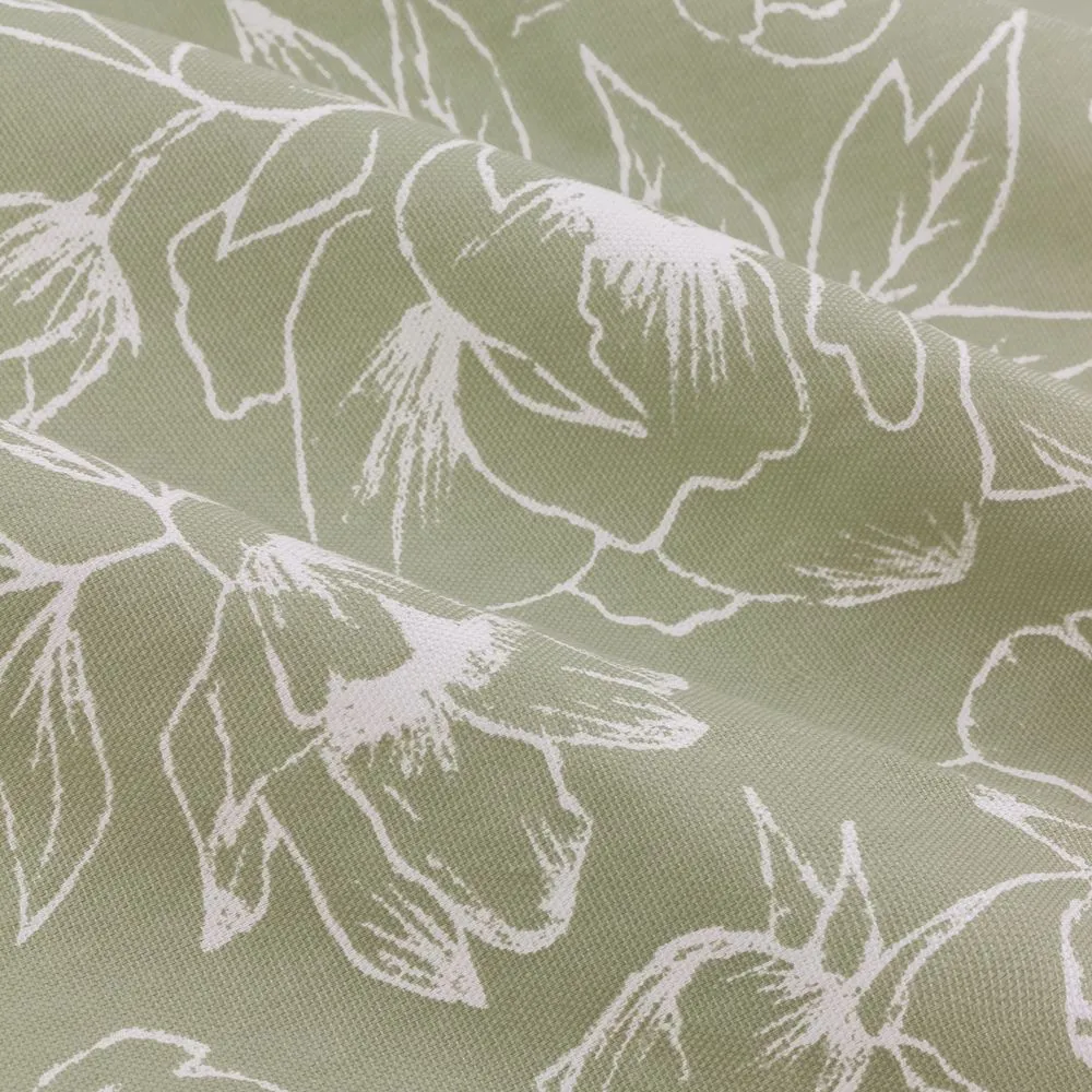 Wylder Bella Floral 100% Cotton Eyelet Curtain Pair in Green 6