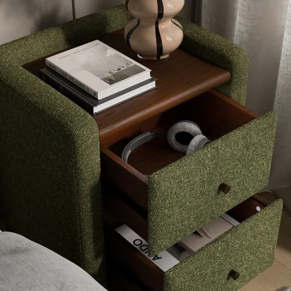 Squidge 2 Drawer Boucle Bedside Table 3