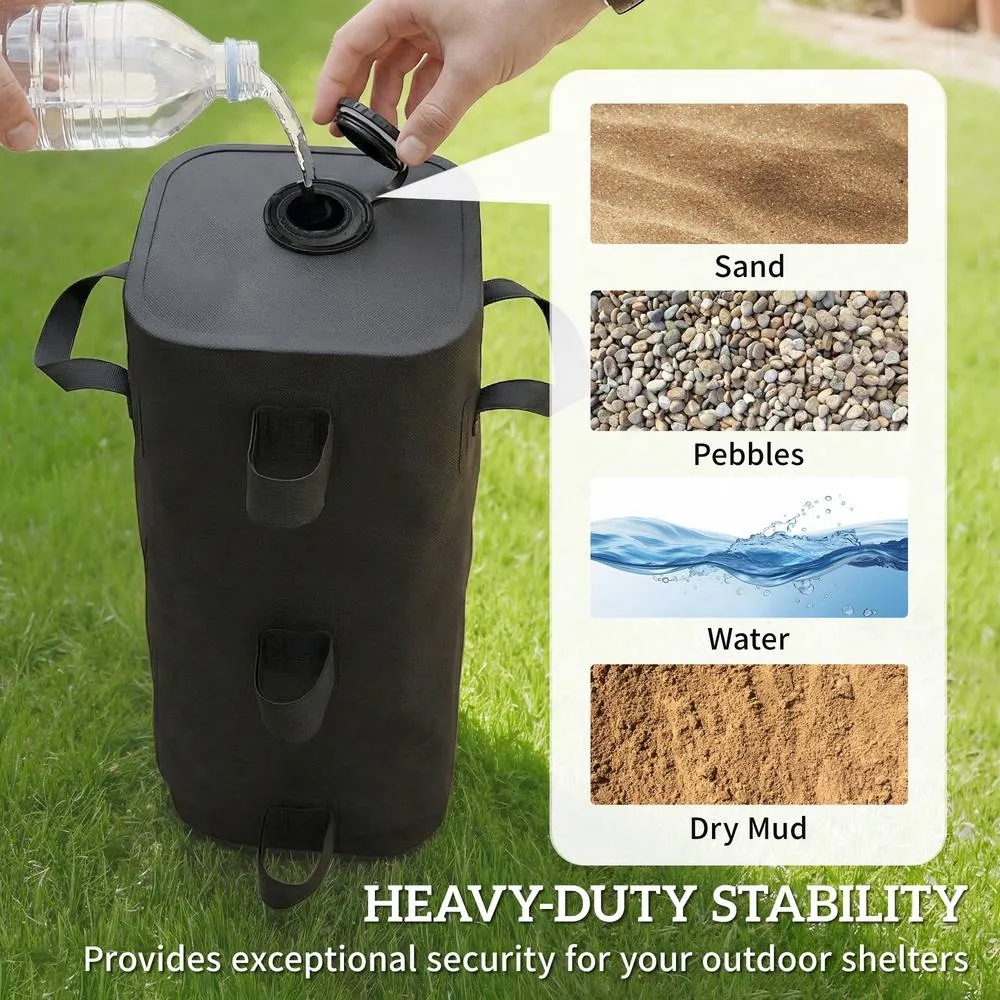 OUTSUNNY Set of 4 Heavy Duty Gazebo Weights Bags, 500D Sand Weights, Black 4