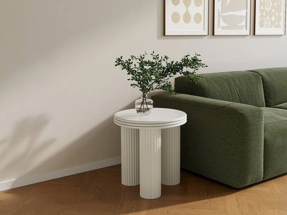 Vente-unique Metal Side Table - H45 Cm - Cream - RAVOKA 3