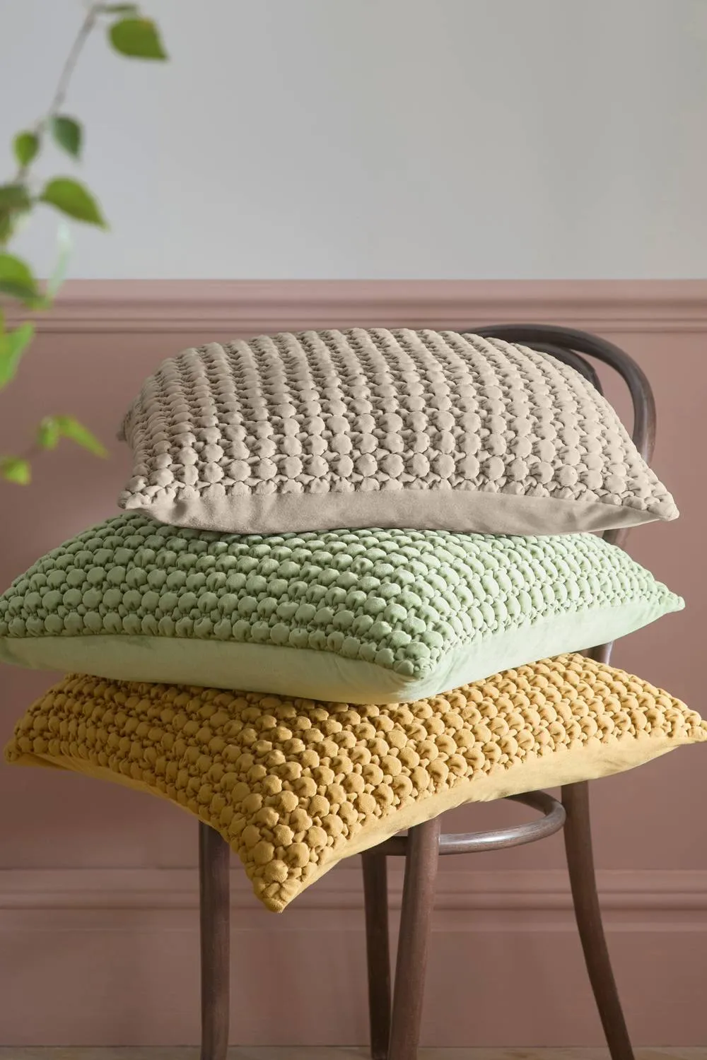Appletree 'Bobble' Velvet Filled Cushion in Olive 4
