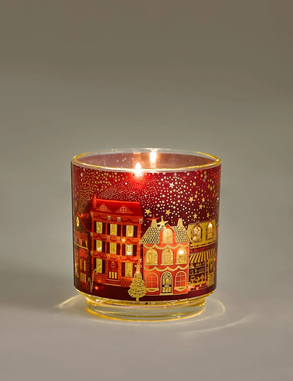 M&S Mandarin Clove & Cinnamon Refillable Light Up Candle Red Mix