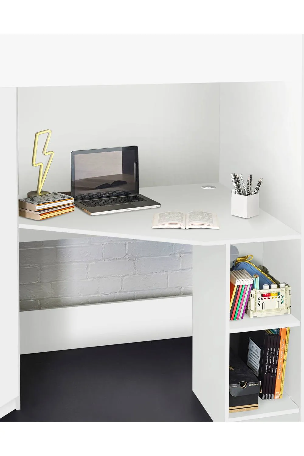 Julian Bowen Hercules Highsleeper Loft Bed with Desk in White 4