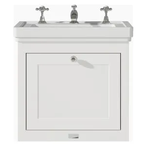 Bayswater Hartleigh Pointing White Traditional Wall HUng Vanity Unit & 3 Tap Hole White Recessed Basin - 500mm