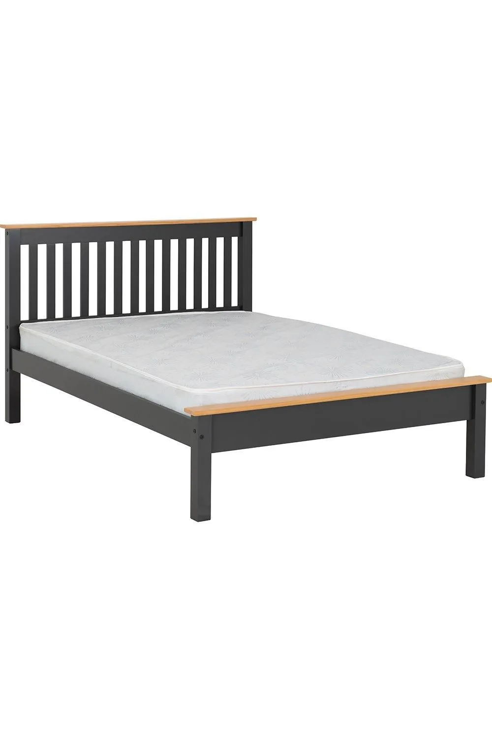 Seconique Monaco 4' Small Double Bed - Low Foot End in Grey 2