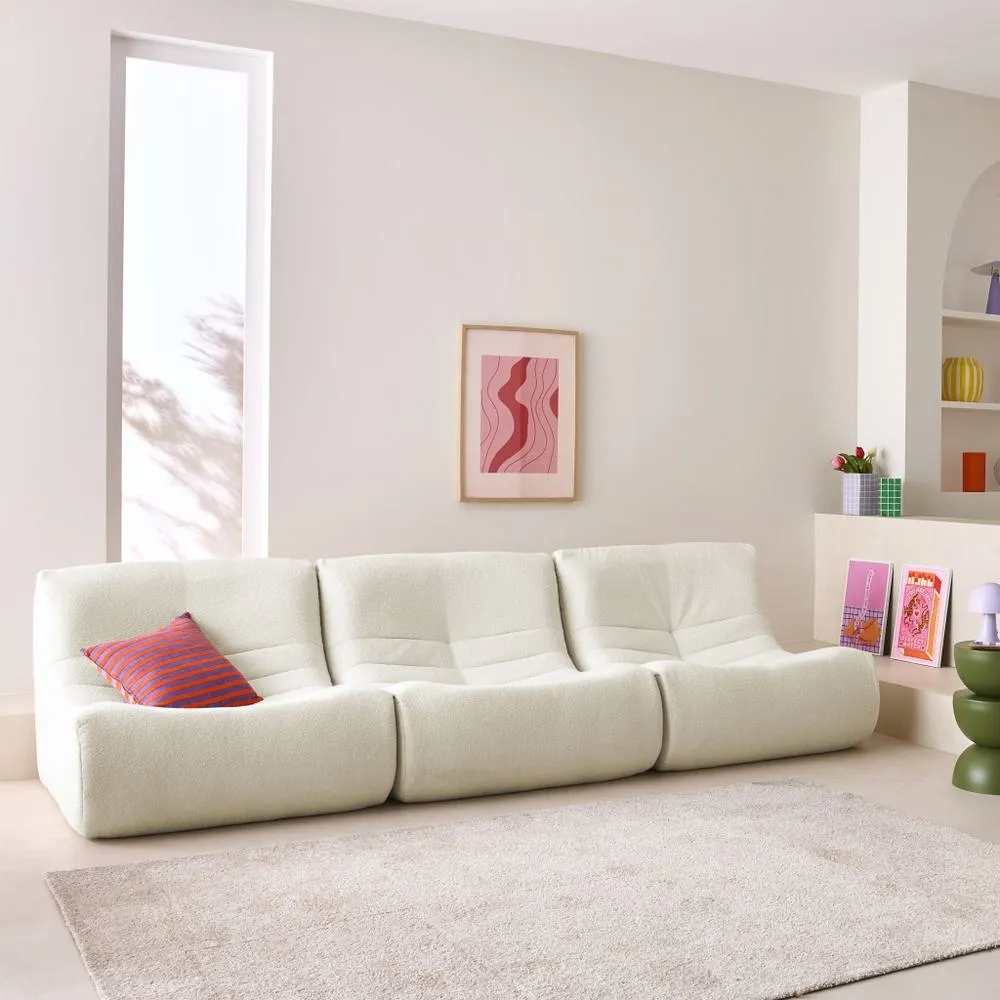sweeek Set of 3 modular armchairs in boucle fabric in White