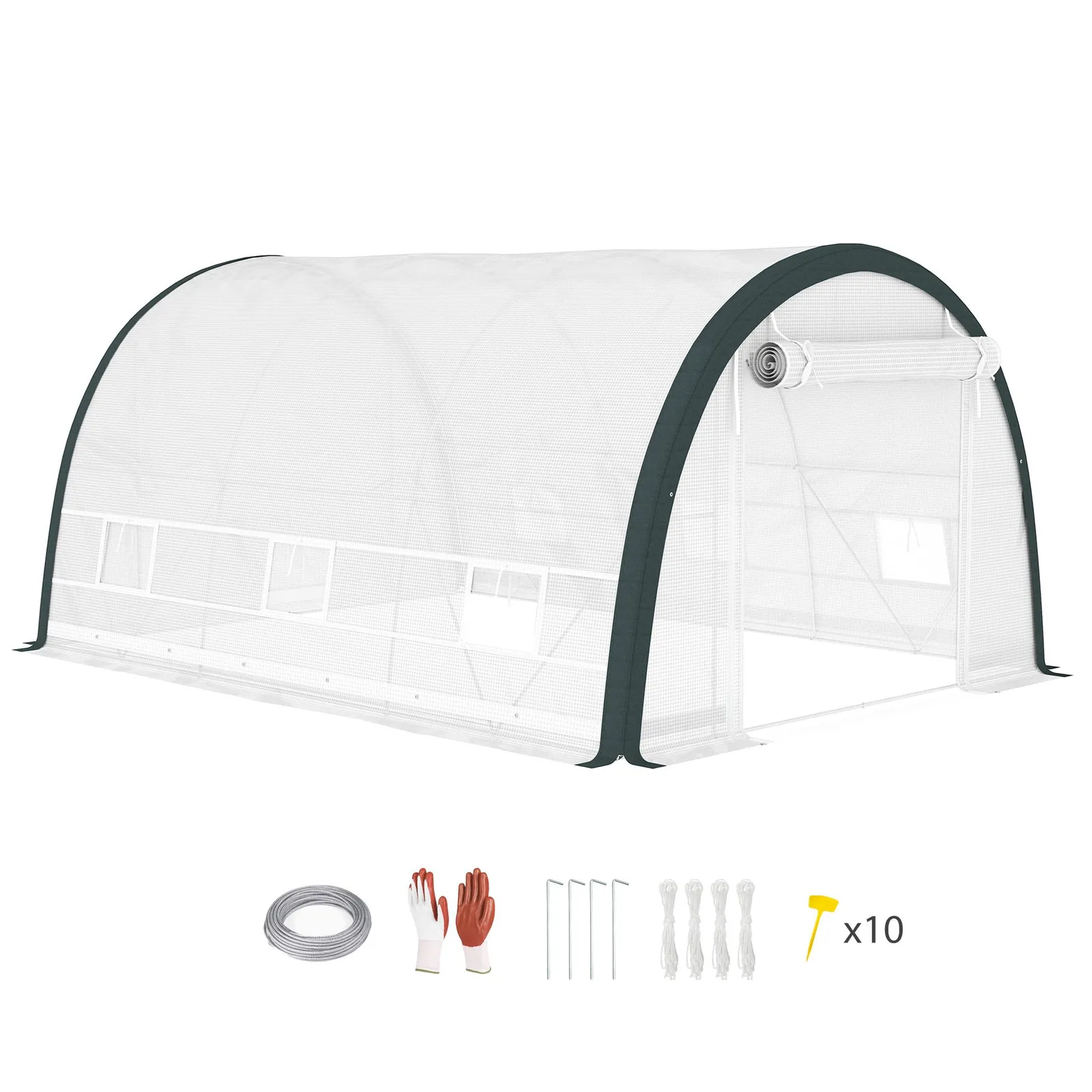 OUTSUNNY 4 x 3 x 2 m Polytunnel Greenhouse Pollytunnel Tent Steel Frame in White 2