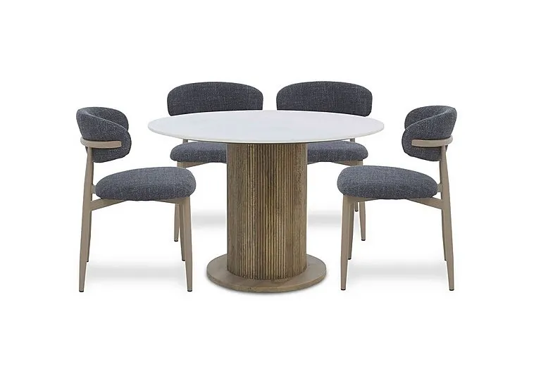 Aimar Round Dining Table and 4 Open Back Chairs - Dark Grey