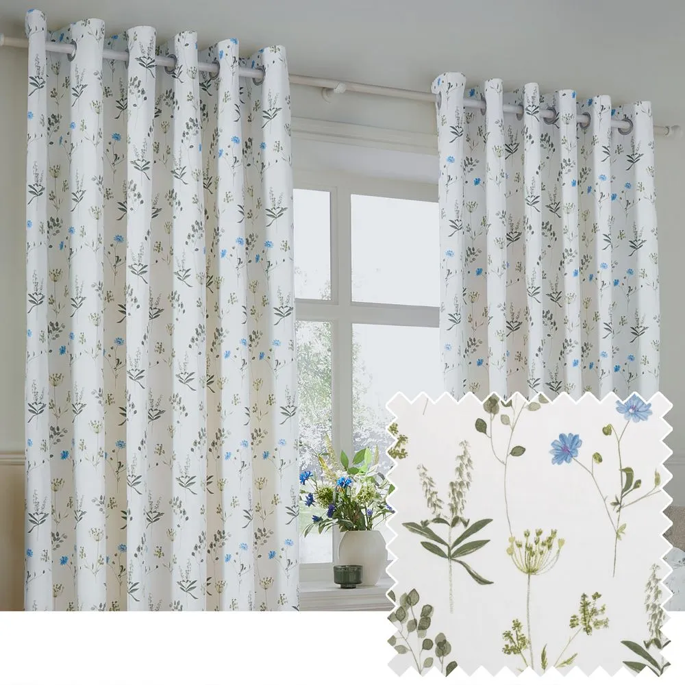 Wylder Meadow 100% Cotton Floral Eyelet Curtain Pair in White