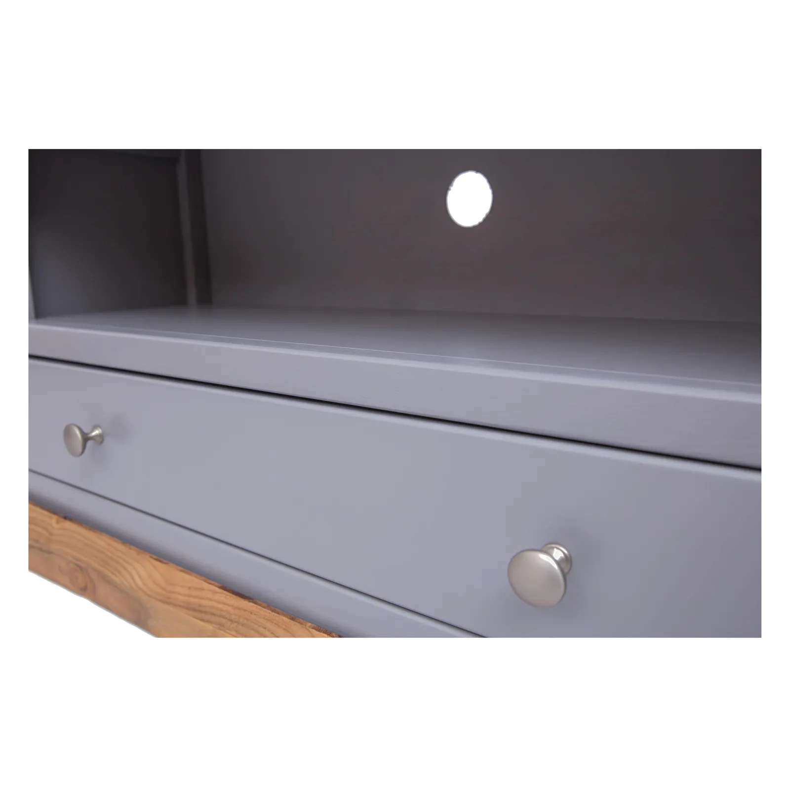 Cabinet Bits Biccari Grey 1 Drawer TV Cabinet Chrome Knob 5