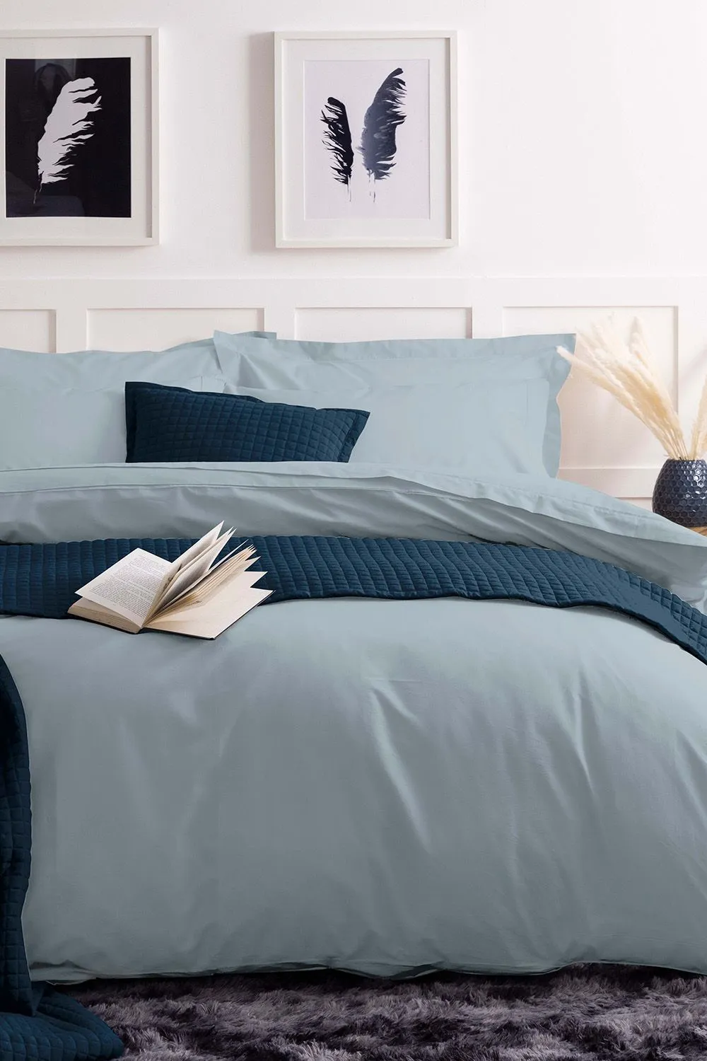 Belledorm Easy Care 200 Thread Count Cotton Polyester Percale Duvet Cover in Duck Egg Blue 1