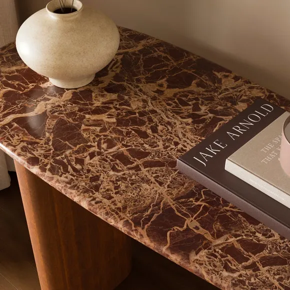 Pondus Console Table, Real Cherry Marble and Mango Wood 2
