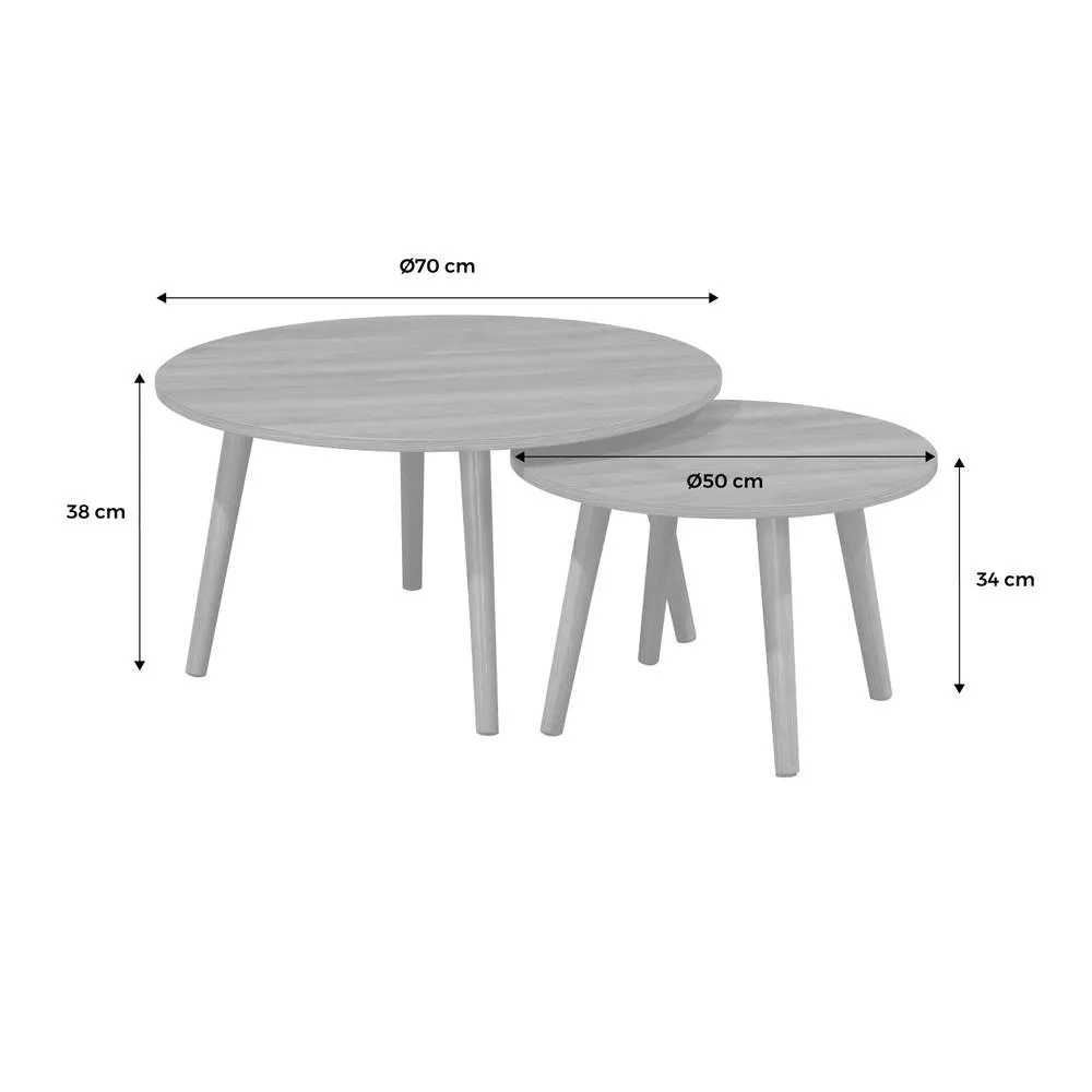 sweeek Pair Of Nesting Coffee Tables With Wood Effect in Dark Brown 5
