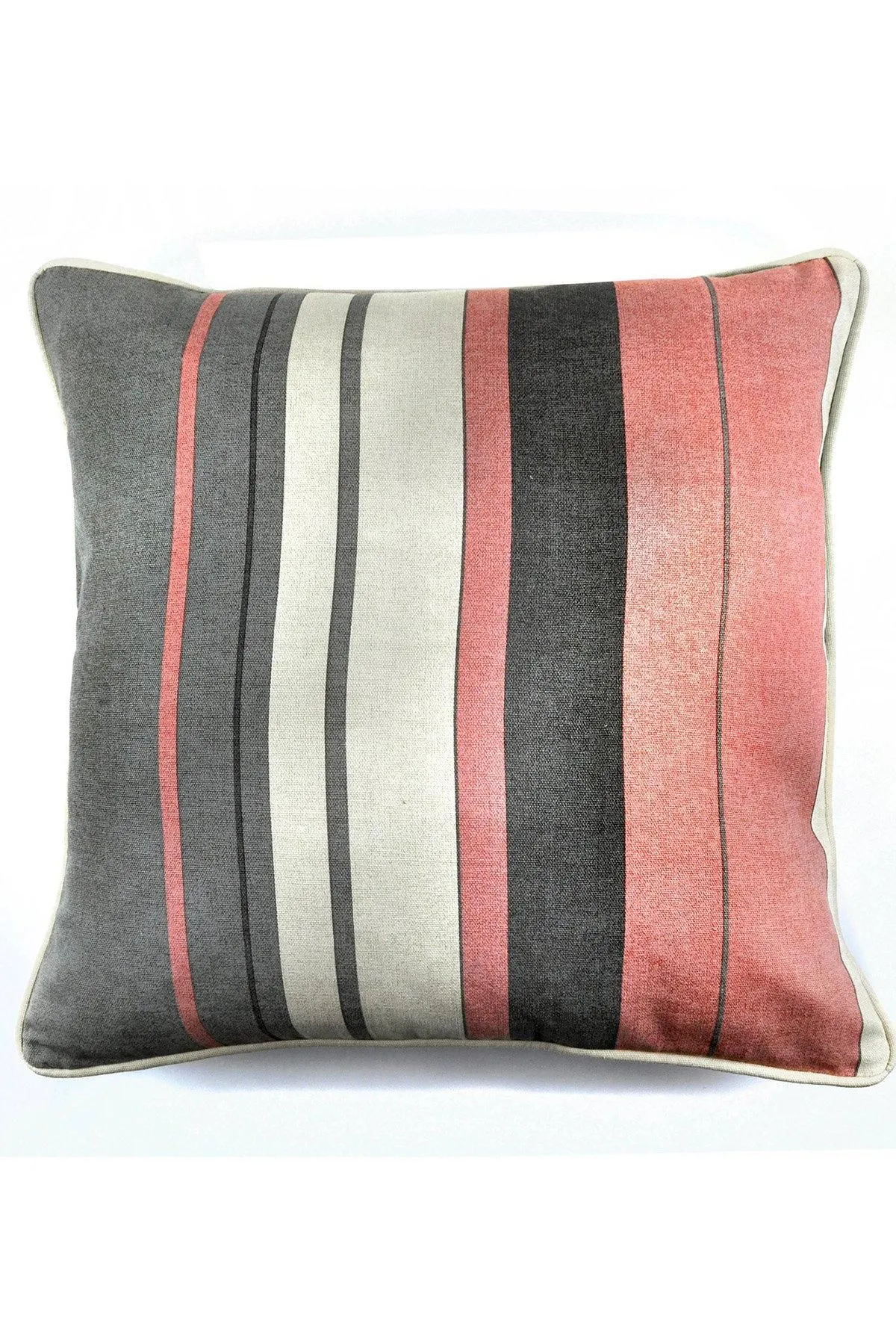 Fusion 'Whitworth Stripe' Modern Striped Filled Cushion 100% Cotton in Rose 1