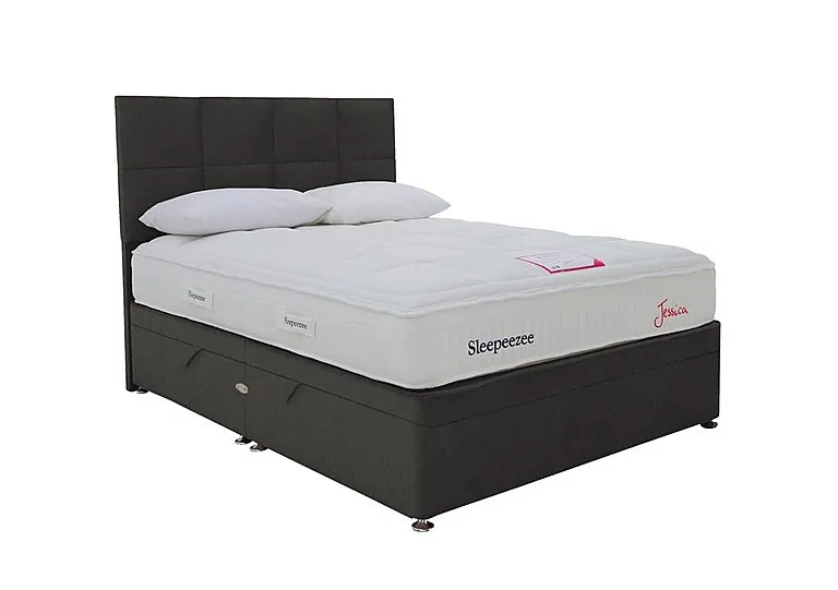 Jessica Side Ottoman Divan Set - King Size - Tweed Charcoal