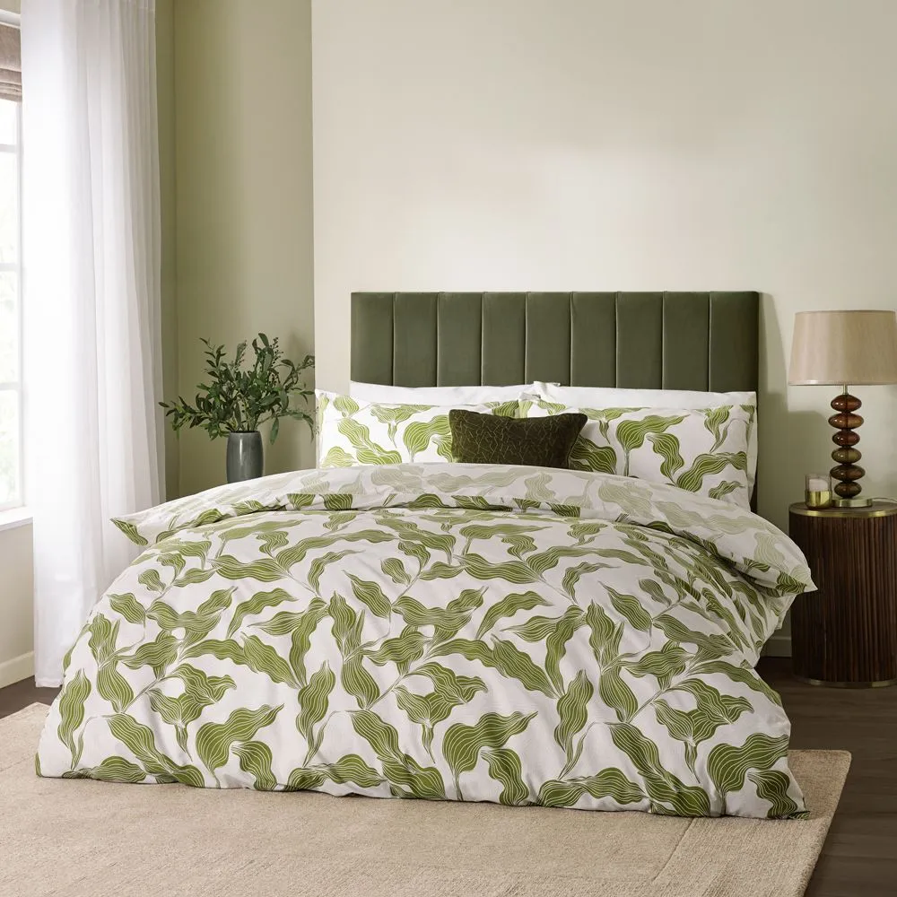 HOEM Lauro Printed Reversible Duvet Cover Set in Olive