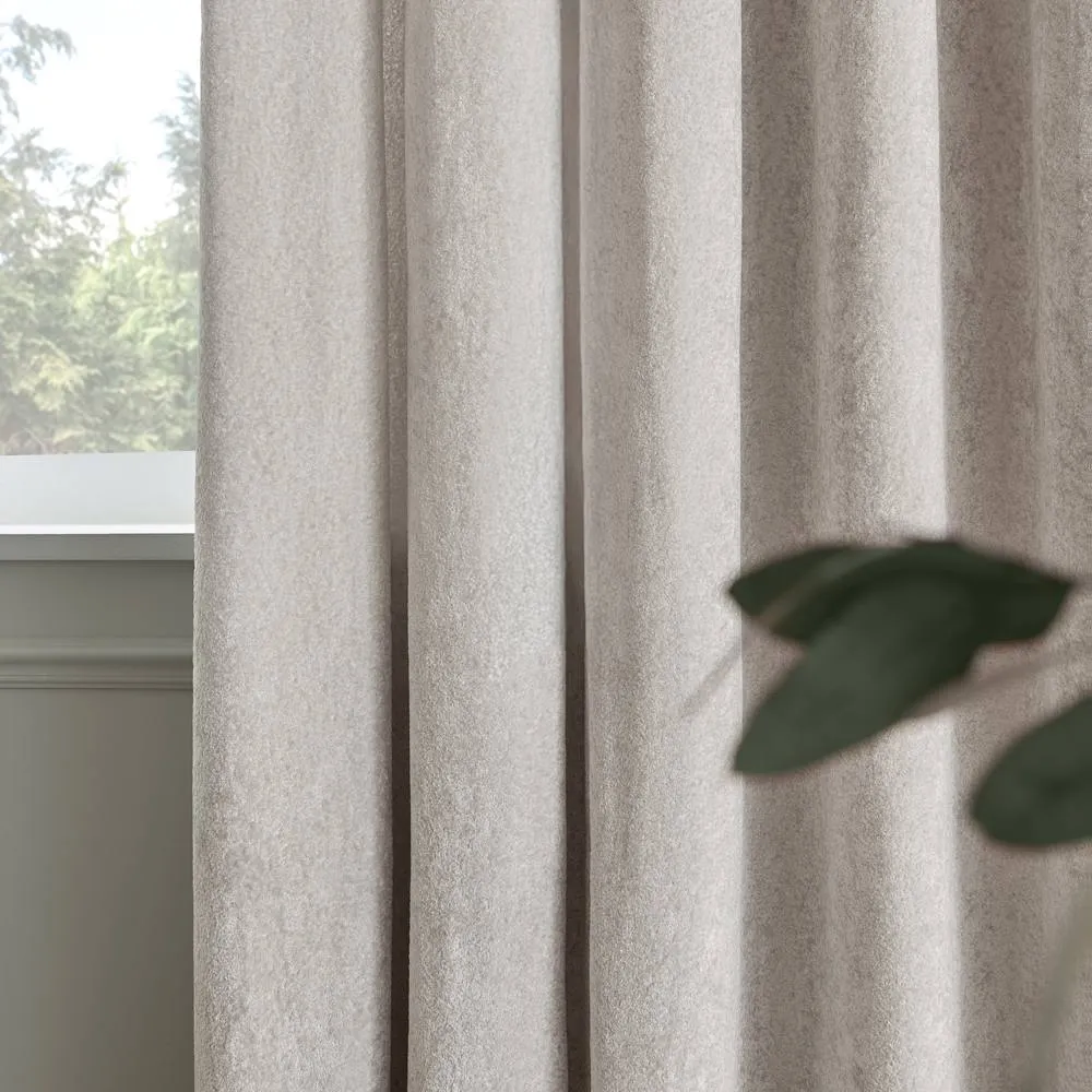 Paoletti Lustre Velvet Fully Lined Eyelet Curtain Pair in Silver 4