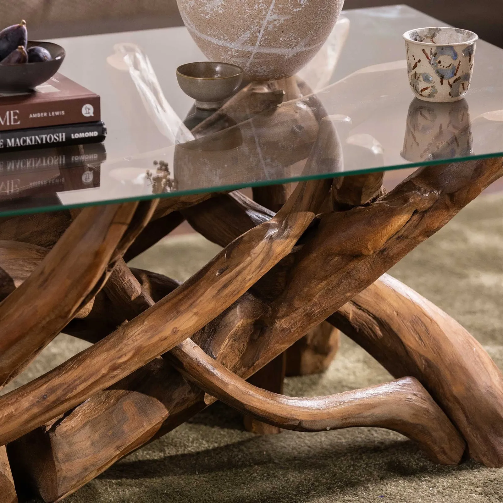 Whinfell Rectangular Coffee Table, Brown Glass | Barker & Stonehouse 6