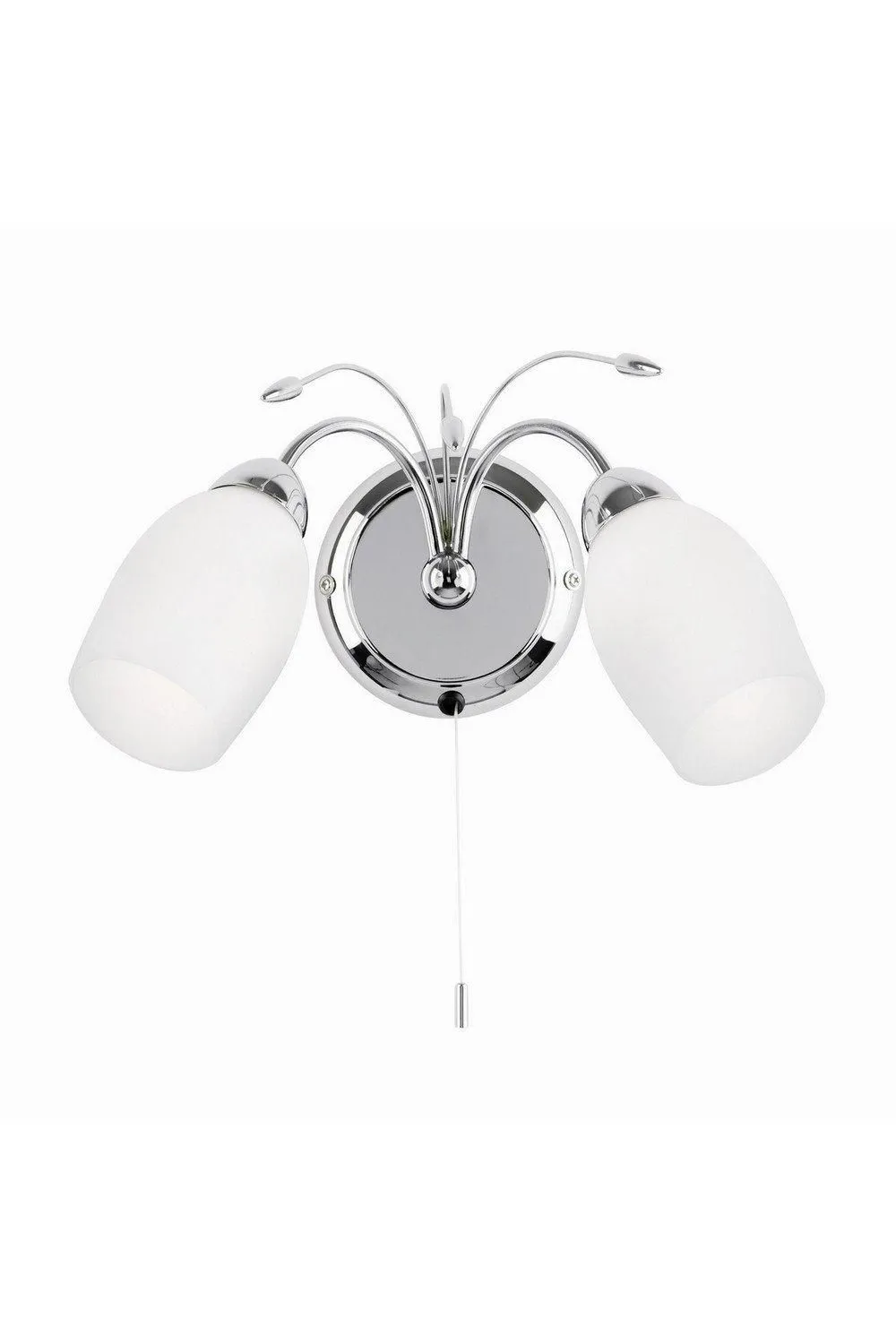 Netlighting Meadow 2 Light Indoor Wall Light Chrome with White Glass E14 in Grey