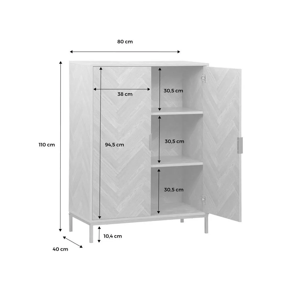 sweeek 110cm Herringbone Storage Cabinet With 2 Doors in Light Brown 5