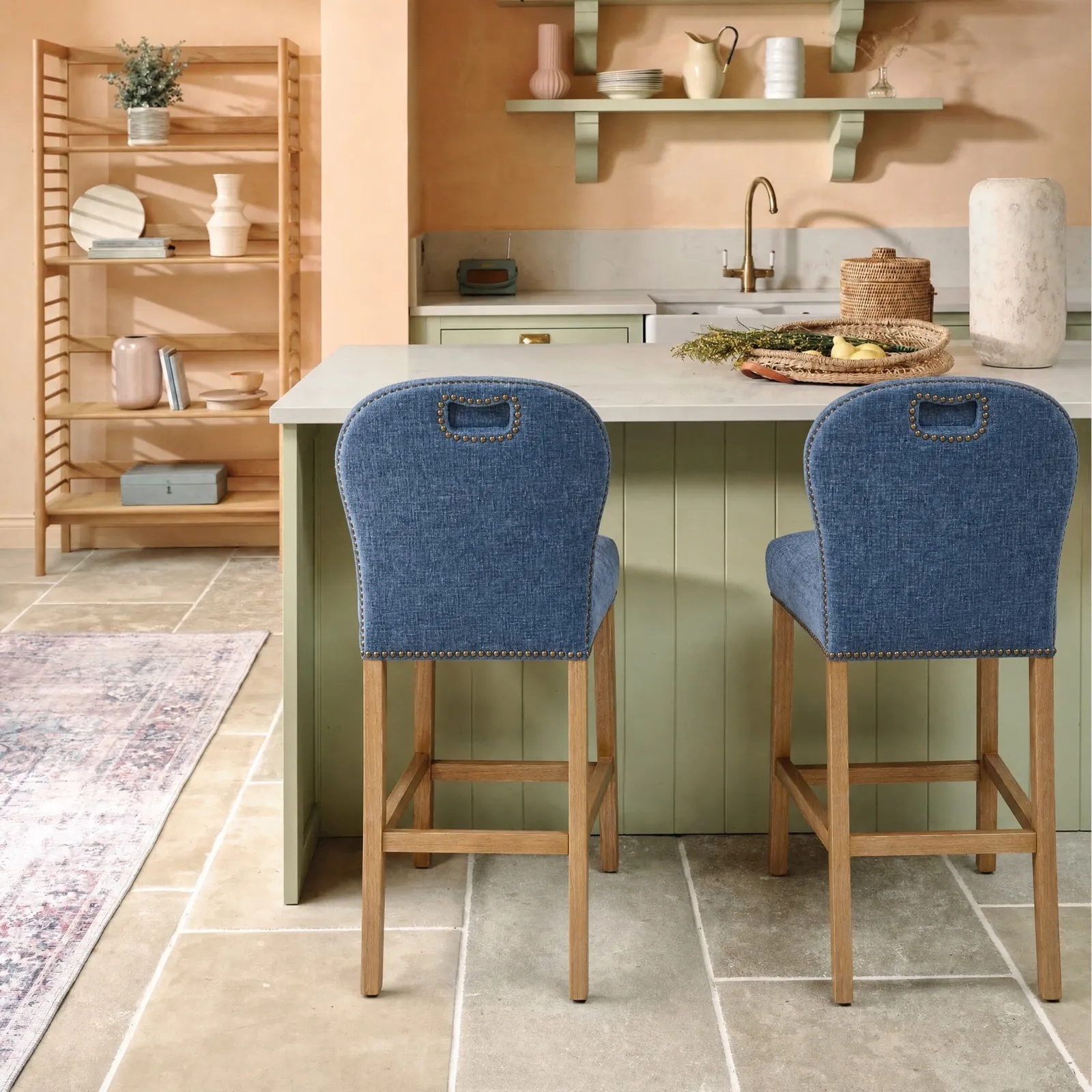 Gable Counter Stool, Blue Fabric | Barker & Stonehouse 2