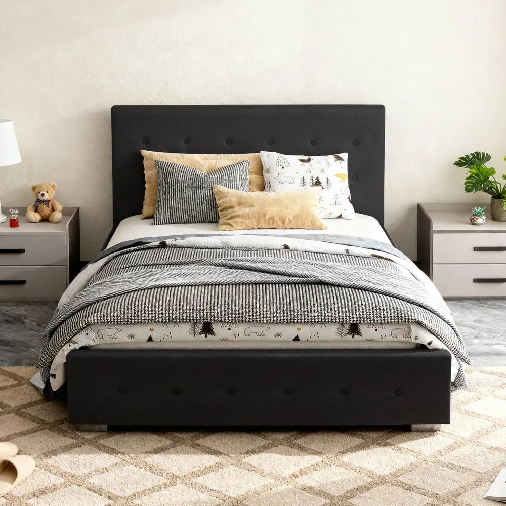 Comfy Living Ltd Fabric Ottoman Storage Gaslift Bedframe in Black 2