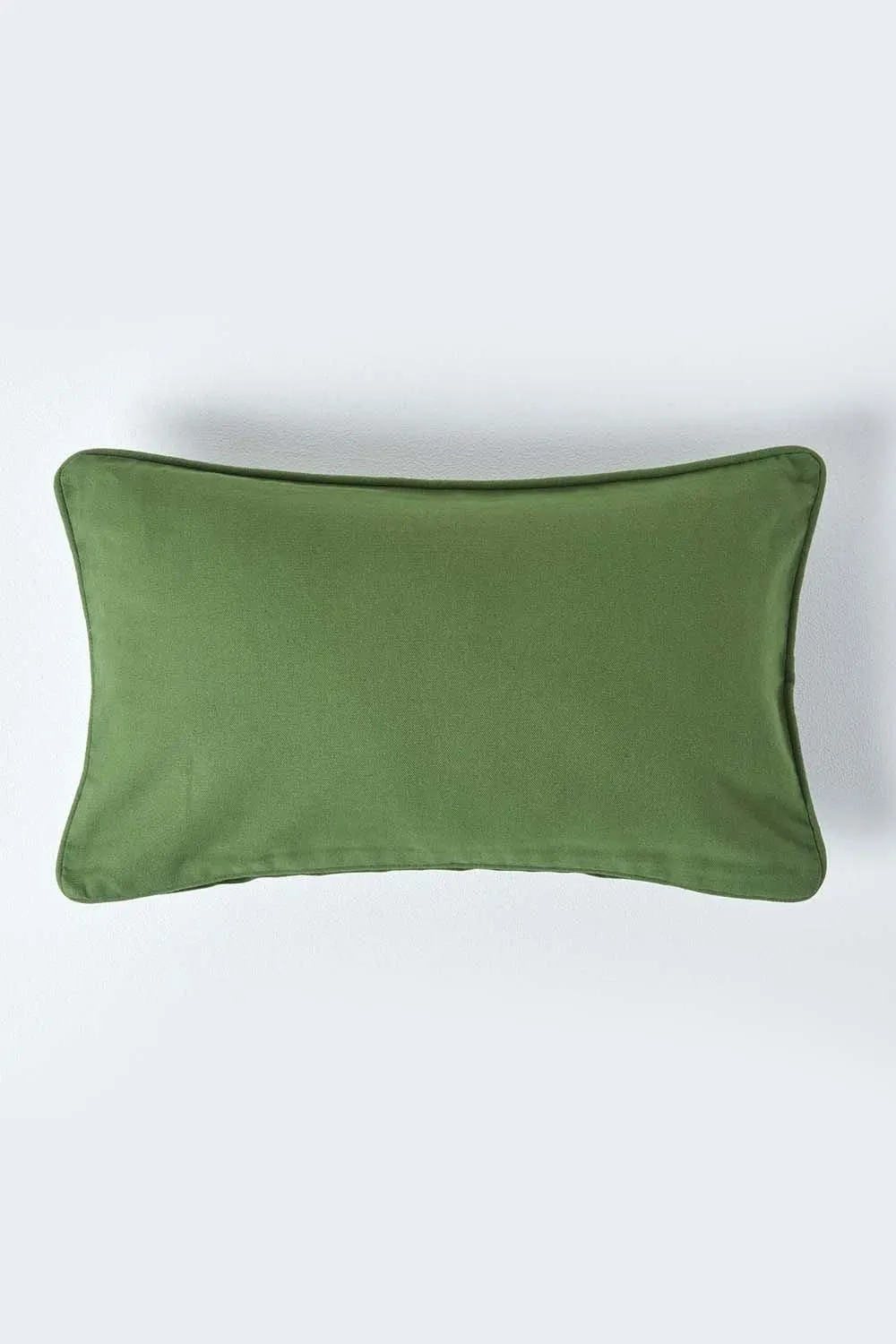 Homescapes Cotton Plain Cushion Cover in Olive 1