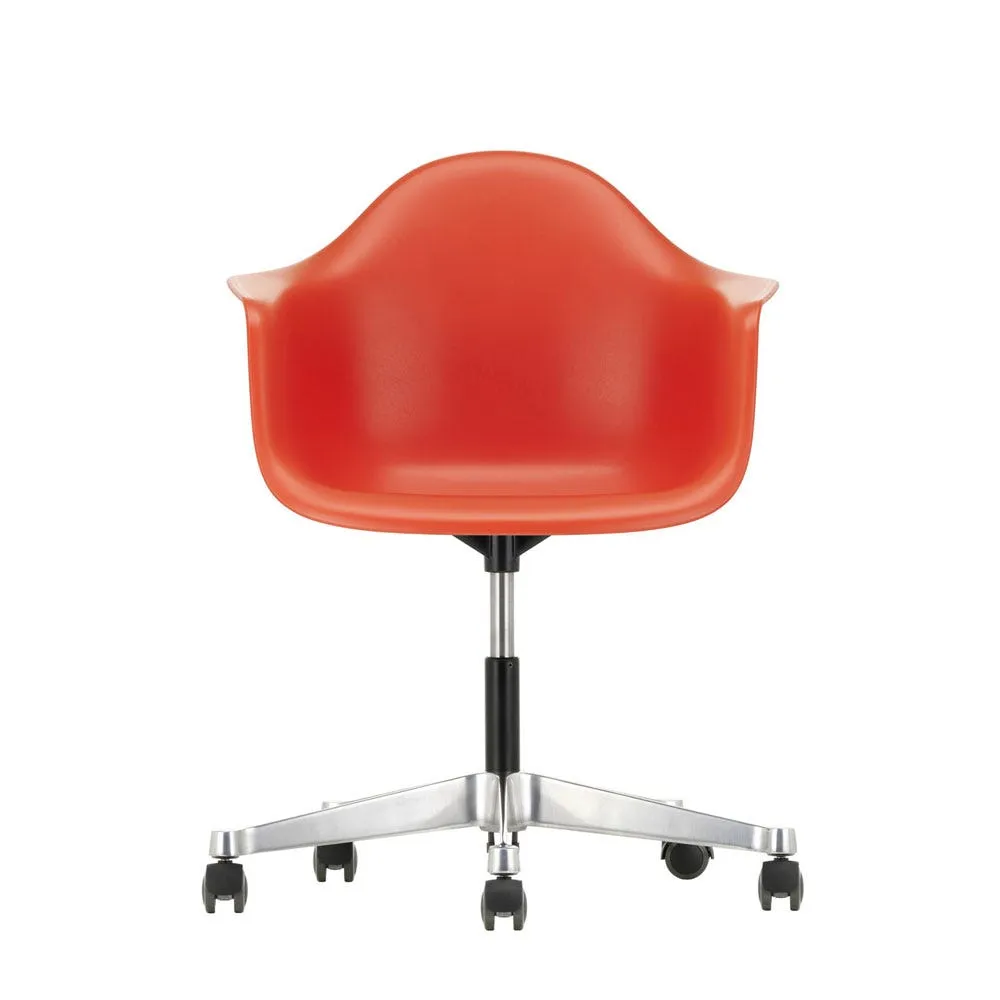 Vitra Eames PACC Armchair New Height Poppy Red Alumimium Base Hard Floor Castors 3