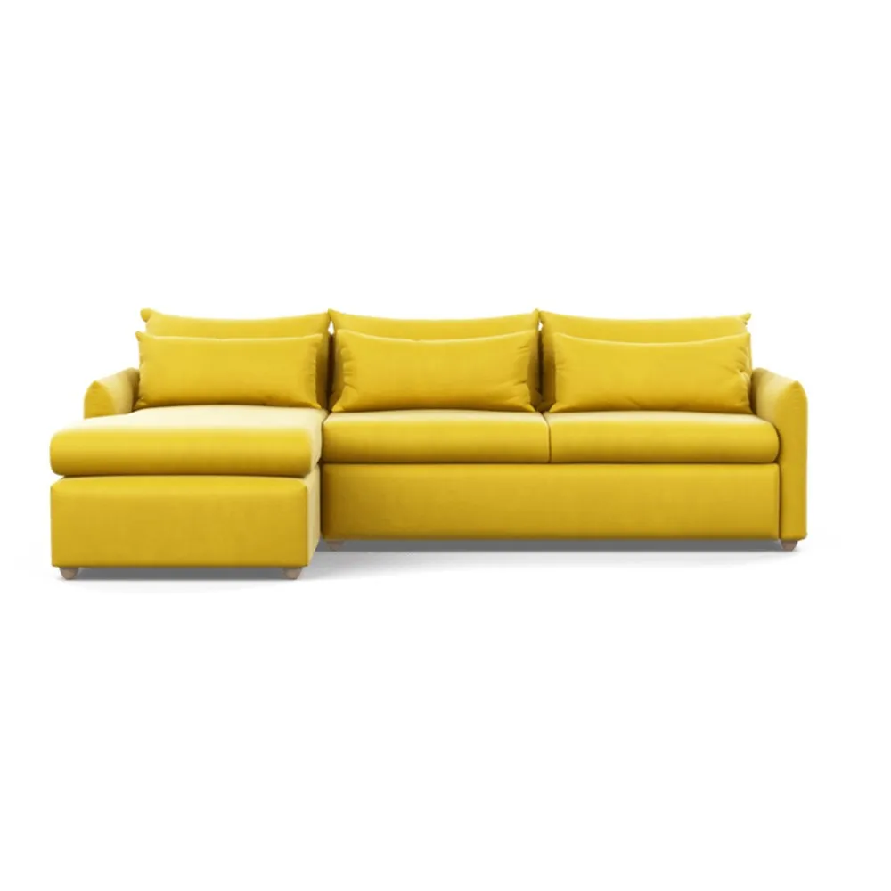 Heal's Pillow Large Left Hand Corner Chaise Varese Velvet Alchemilla Natural