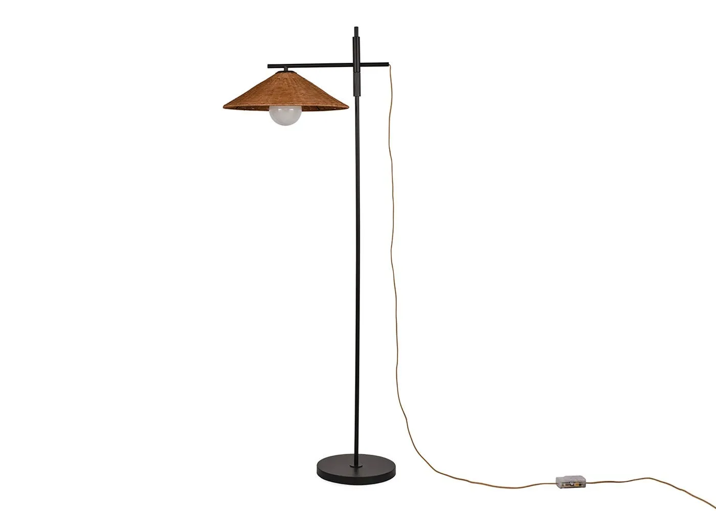 Heal's Armstrong Adjustable Floor Lamp Black/Rattan 1