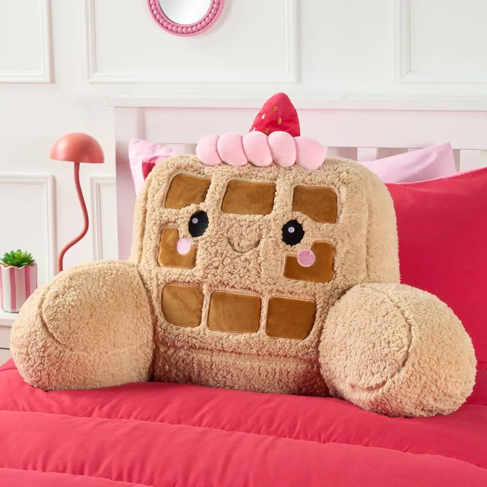 OHS Honey the Waffle Cuddle Cushion Novelty Reading Pillow in Brown