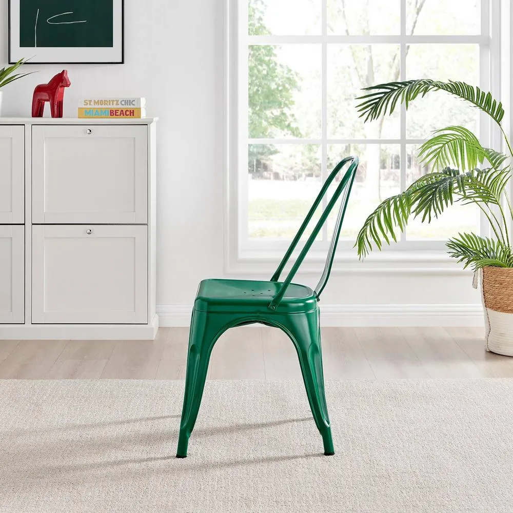 FurnitureboxUK Set of 2 Colton Industrial Steel Stackable Tolix Style Dining Chairs in Green 5