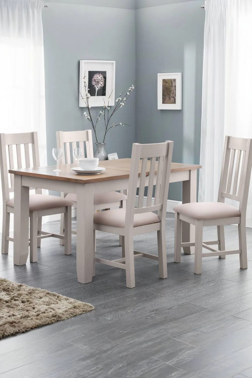 Julian Bowen Richmond Rectangular Extending 4-6 Seater Dining Table in Light Grey 3