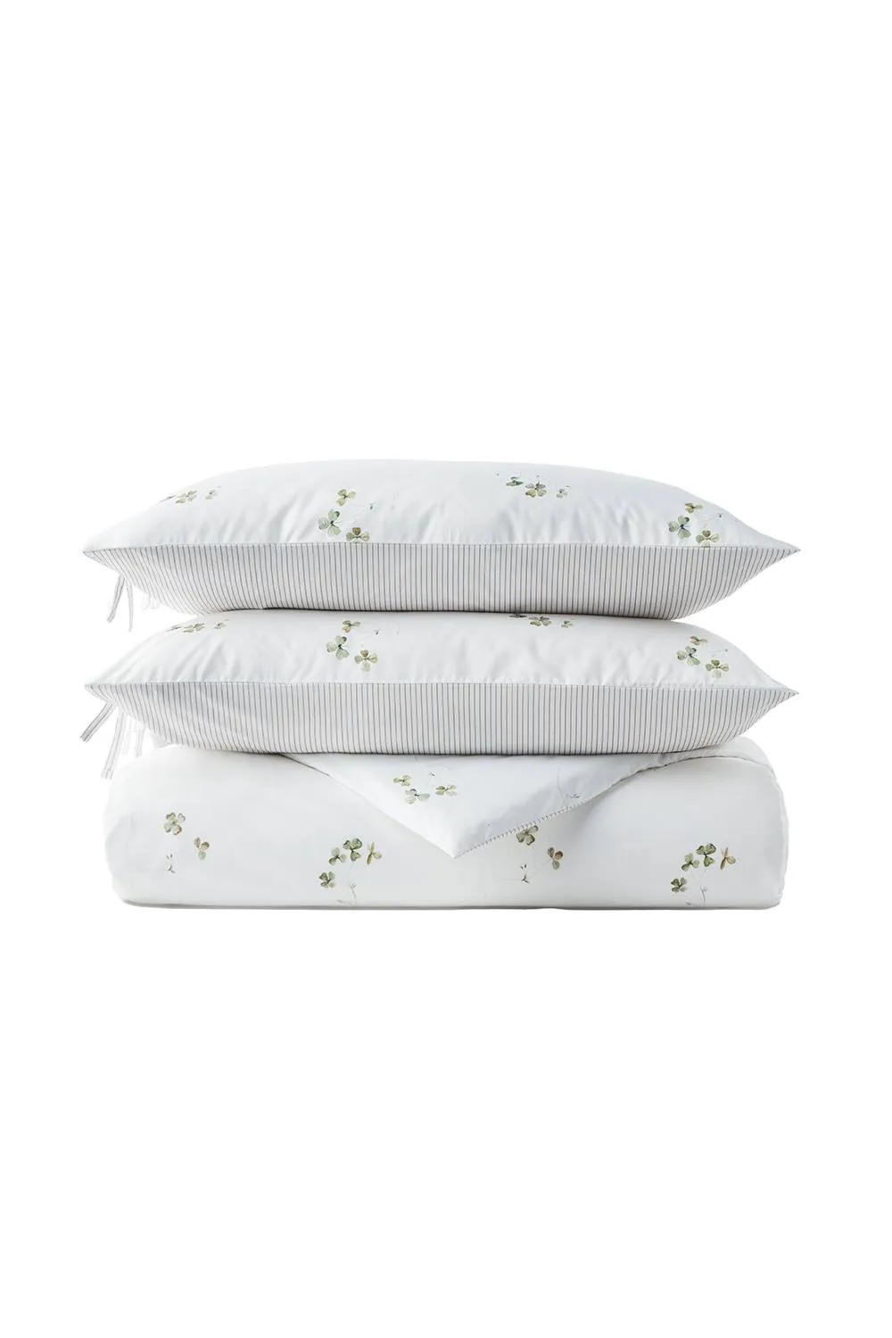 CHRISTY 'Clover' Romantic Floral Cotton Percale Bow-Tied Duvet Cover Set in White 2