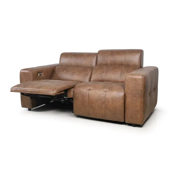 Akari Quilted Faux Leather Power Recliner 3 Seater Sofa 4