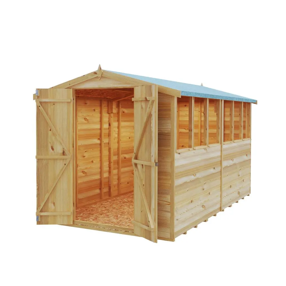 Shires Overlap DD Garden Shed - Dip Treated Approx 10 x 6 Feet in Light Tan