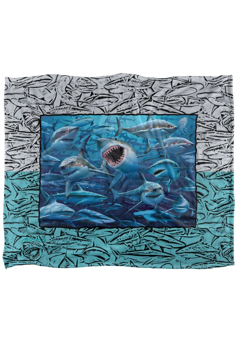 JQ Licensing Royce Mcclure Great White Shark Frame Silky Touch Super Soft Throw Blanket 152 X 127 cm