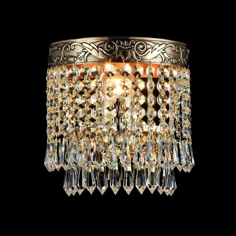 Netlighting Palace Flush Wall Lamp Gold Antique & Crystal 1 Light E27 2