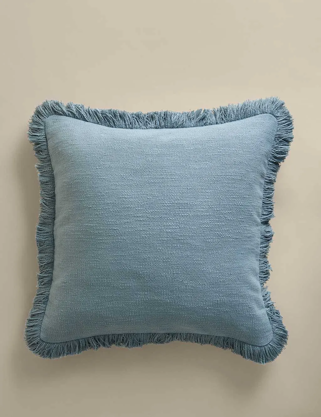 M&S Textured Fringe Cushion Cover Slate Blue