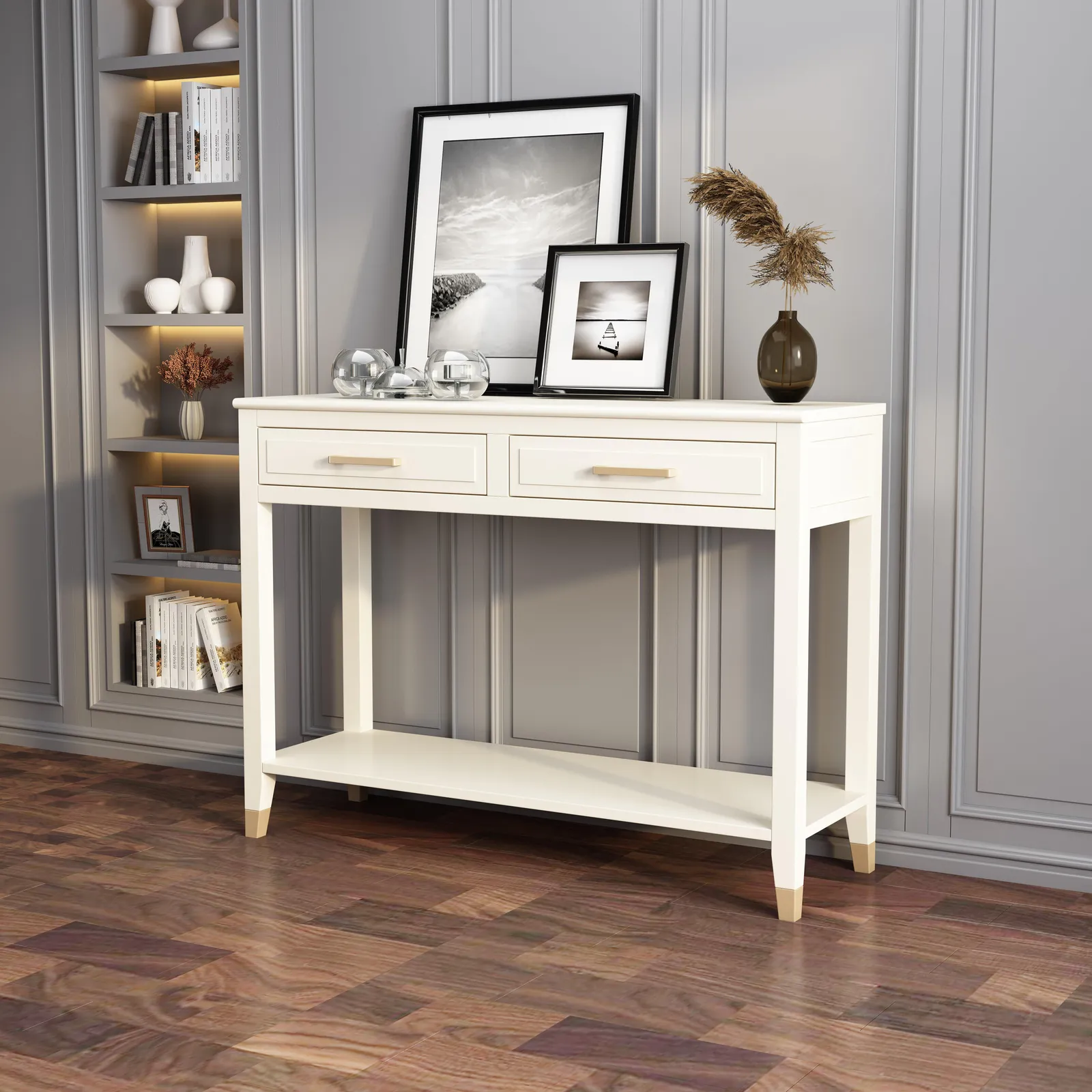 Cabinet Bits Palazzi 2 Drawer Console Table in Off-White 2